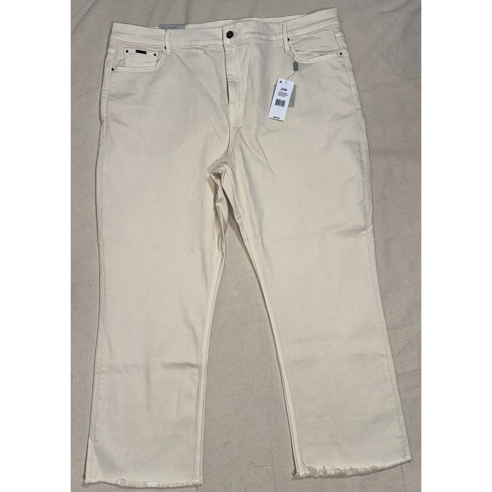 NWT Cupio Straight Leg Jeans‎ Women's 20 20W Cream Pants High Rise Modern $99